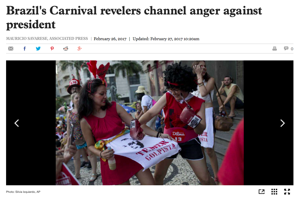 Jornais internacionais destacam “Fora Temer” como hit do Carnaval