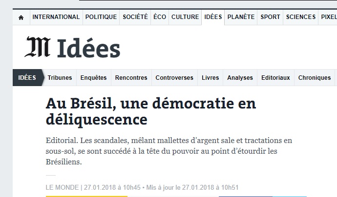 Para jornal Le Monde, “Brasil é democracia em decadência”