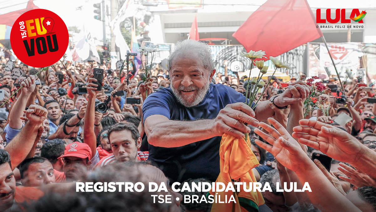 Baixe os cards convocando para o registro de Lula dia 15/08