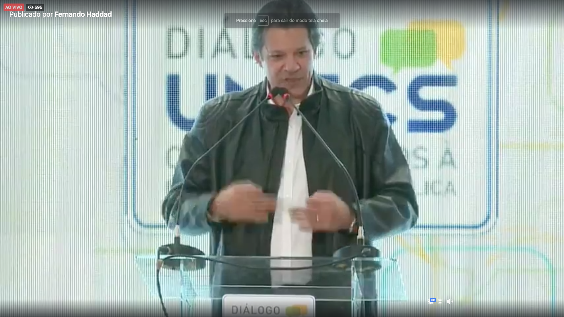 Assista: Haddad participa do Diálogo Unecs