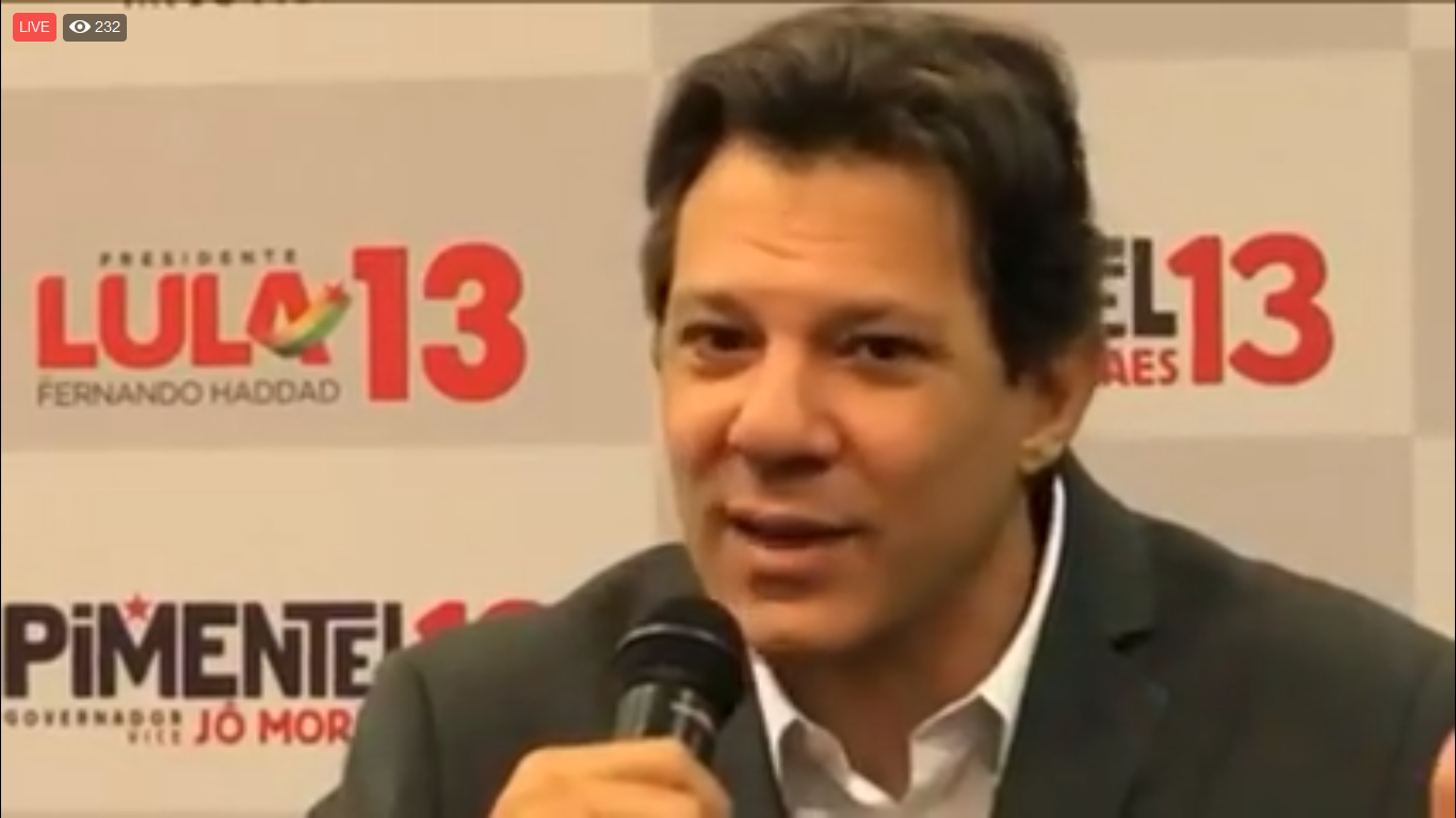 Assista: Haddad fala pela chapa de Lula a jornalistas em MG