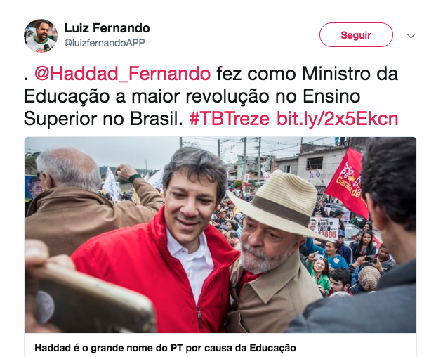 #TBTreze celebra conquistas de Lula e a volta da esperança com Haddad