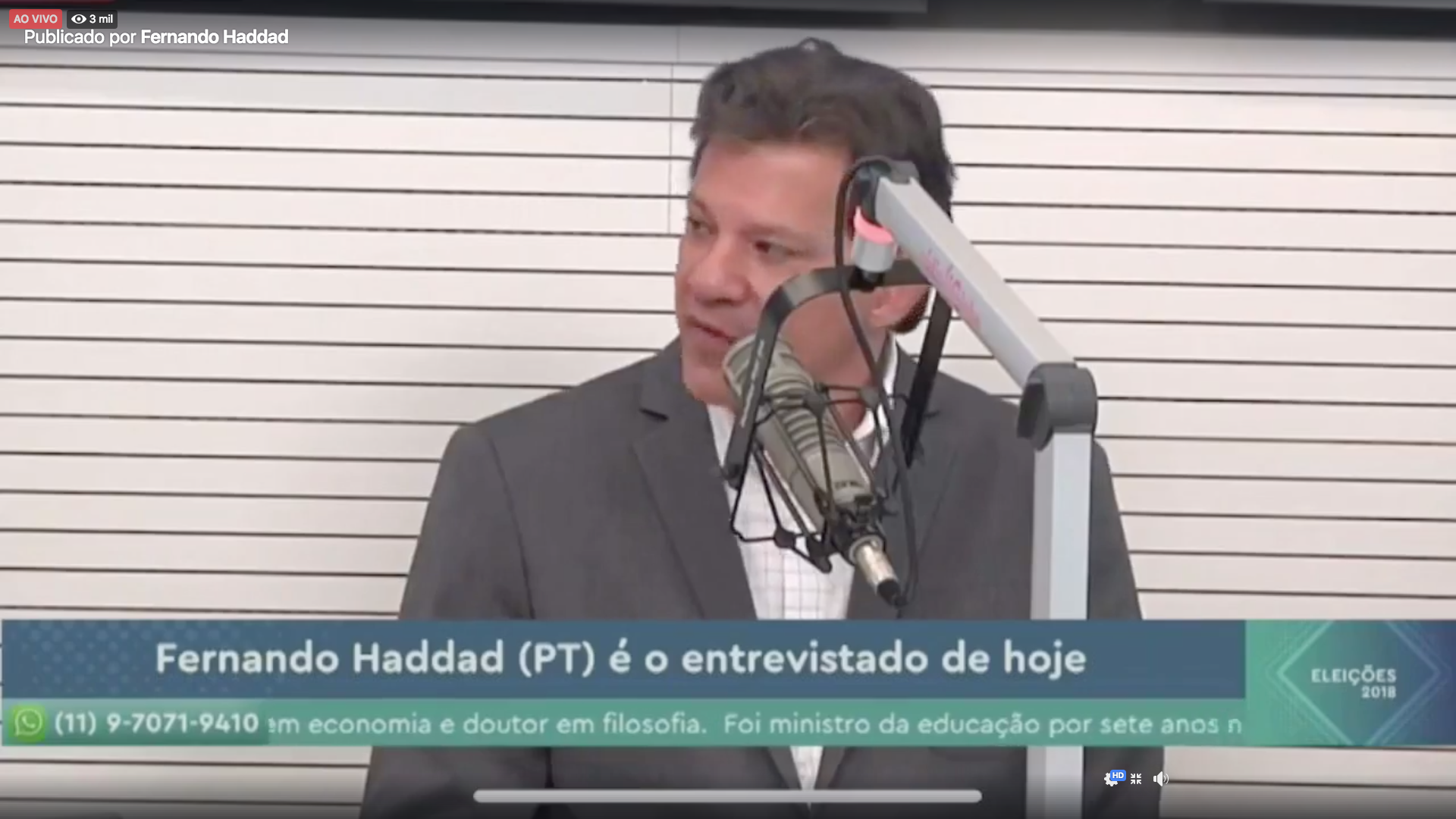 Assista: Haddad fala para Rádio Globo