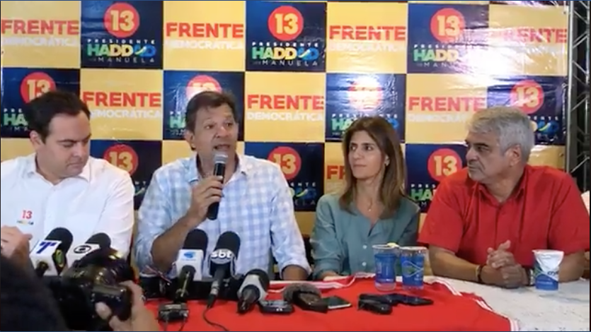 Ao vivo: Fernando Haddad fala com a imprensa em Recife (25/out)