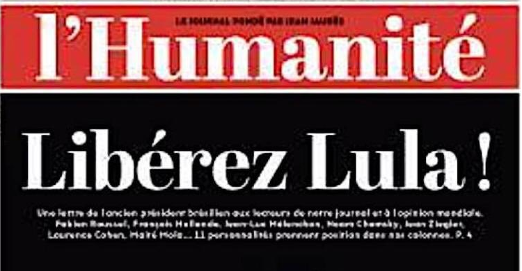 Jornal francês L’Humanité publica editorial por Lula Livre; leia a íntegra