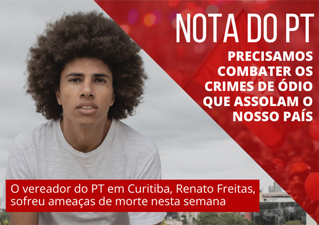 Curitiba: PT denuncia ameaça de morte contra vereador Renato Freitas