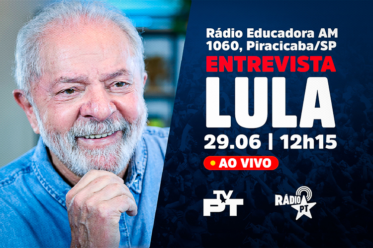 Assista à entrevista de Lula a rádio de Piracicaba, nesta quarta, às 12h15