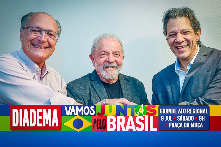 Lula, Alckmin e Haddad participam de ato em Diadema (SP), neste sábado