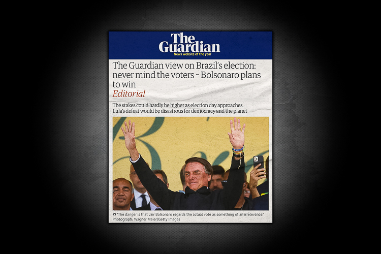 Jornal ‘The Guardian’ defende eleição de Lula e derrota de Bolsonaro