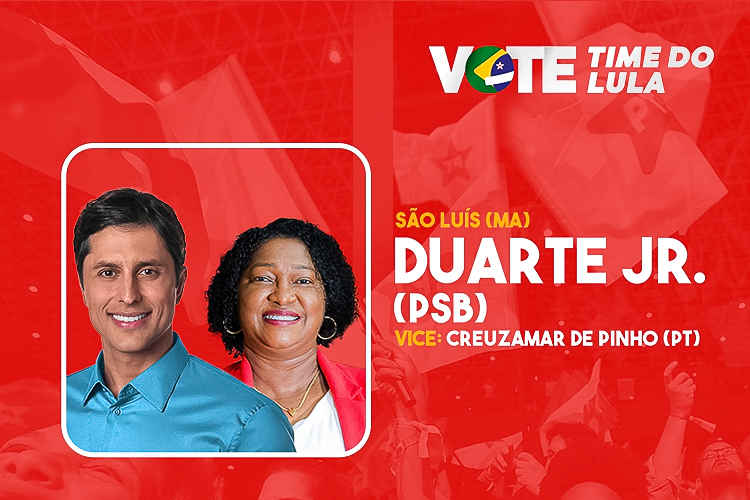 São Luís (MA): em ampla aliança de partidos, Creuzamar de Pinho (PT) é vice na chapa de Duarte Jr. (PSB)