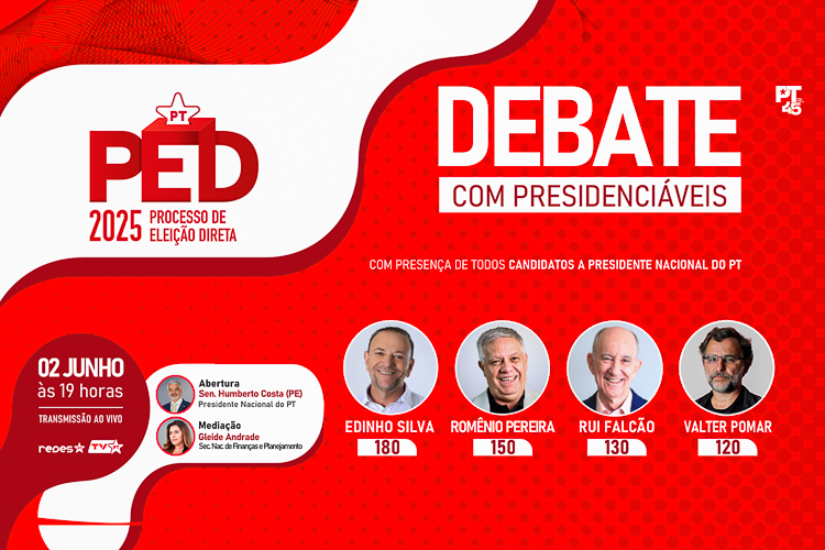 PT promove debate entre candidatos a presidente nacional no dia 2 de junho