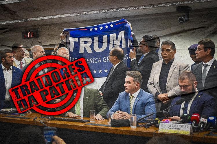 Traidores da Pátria: bolsonaristas erguem bandeira de Trump na Câmara